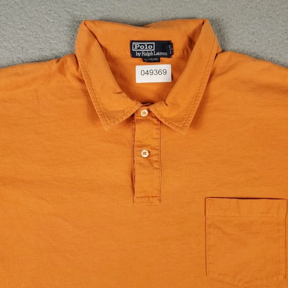 Ralph Lauren Polo Shirt Mens Size 2XL Orange Casual Short Sleeve *